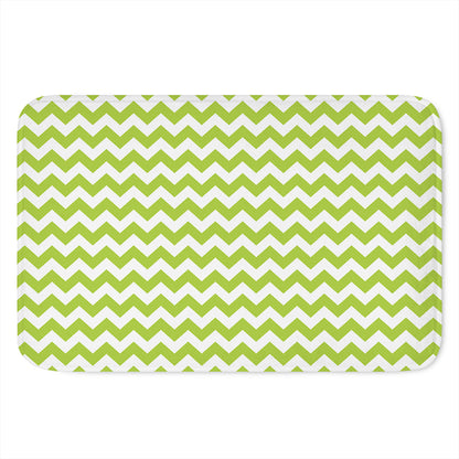 Lime Green And White Chevron Print Indoor Door Mat