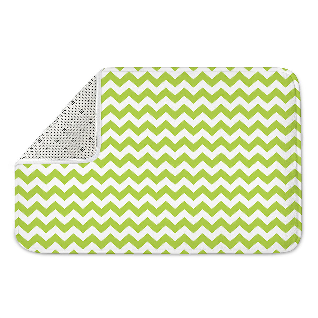 Lime Green And White Chevron Print Indoor Door Mat