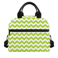 Lime Green And White Chevron Print Insulated Lunch Bag