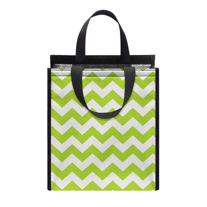 Lime Green And White Chevron Print Insulated Lunch Tote