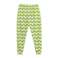Lime Green And White Chevron Print Jogger Pants