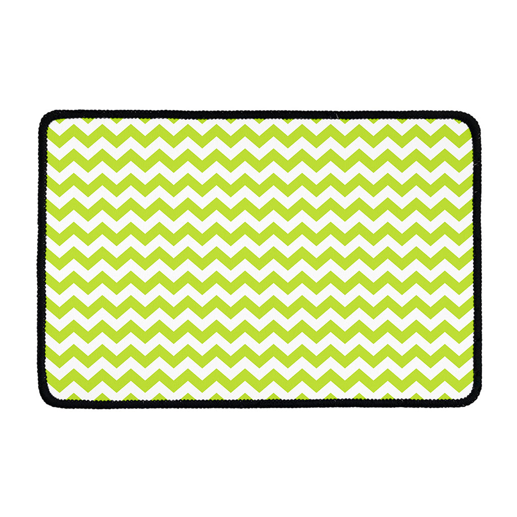 Lime Green And White Chevron Print Kitchen Mat