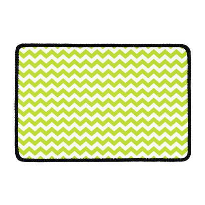 Lime Green And White Chevron Print Kitchen Mat