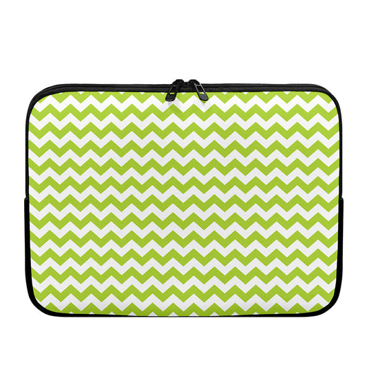 Lime Green And White Chevron Print Laptop Sleeve