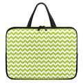 Lime Green And White Chevron Print Laptop Sleeve With Handle