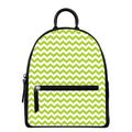 Lime Green And White Chevron Print Leather Backpack