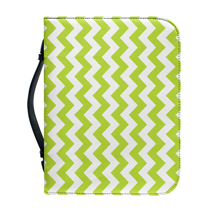 Lime Green And White Chevron Print Leather Bible Cover
