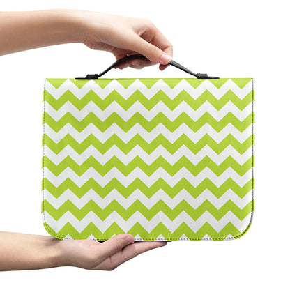 Lime Green And White Chevron Print Leather Bible Cover