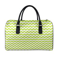 Lime Green And White Chevron Print Leather Duffel Bag