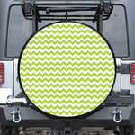 Lime Green And White Chevron Print Leather Spare Tire Cover