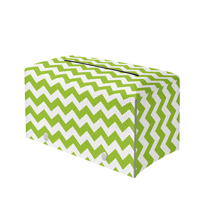 Lime Green And White Chevron Print Leather Tissue Box Cover