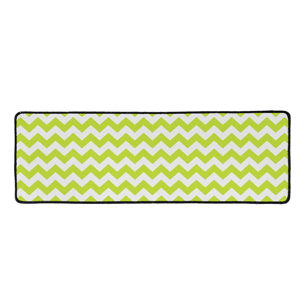 Lime Green And White Chevron Print Long Kitchen Mat
