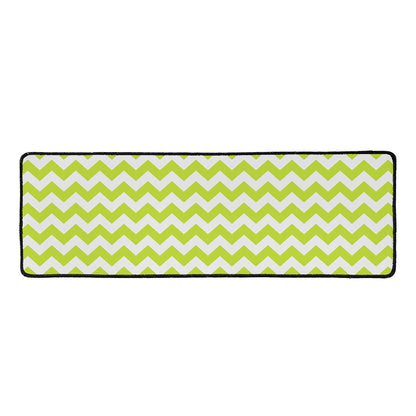 Lime Green And White Chevron Print Long Kitchen Mat