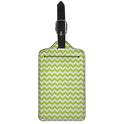 Lime Green And White Chevron Print Luggage Tag