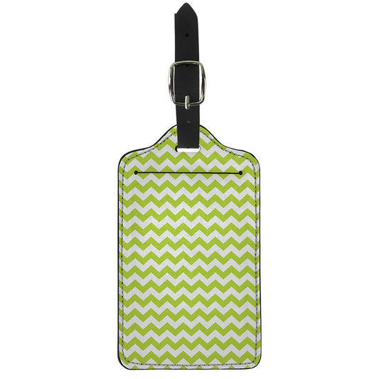 Lime Green And White Chevron Print Luggage Tag