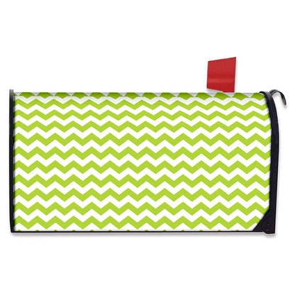 Lime Green And White Chevron Print Mailbox Cover