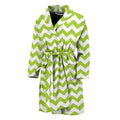 Lime Green And White Chevron Print Men's Bathrobe