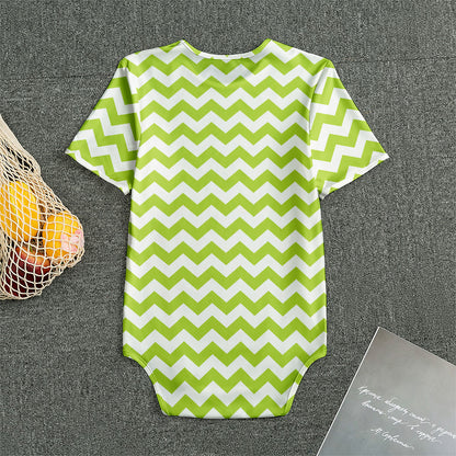 Lime Green And White Chevron Print Men's Bodysuit