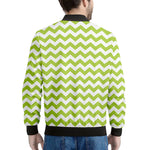 Lime Green And White Chevron Print Men's Bomber Jacket