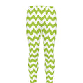 Lime Green And White Chevron Print Men's Leggings