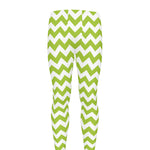 Lime Green And White Chevron Print Men's leggings