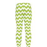 Lime Green And White Chevron Print Men's leggings