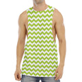 Lime Green And White Chevron Print Men's Muscle Tank Top