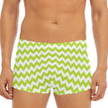 Lime Green And White Chevron Print Men's Short Boxer Briefs