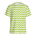 Lime Green And White Chevron Print Men's Athletic T-Shirt