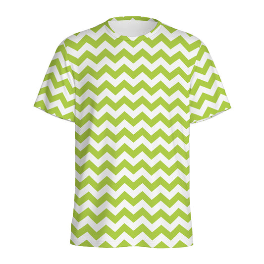 Lime Green And White Chevron Print Men's Sports T-Shirt