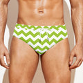 Lime Green And White Chevron Print Men's Swim Briefs