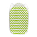 Lime Green And White Chevron Print Mesh Laundry Hamper