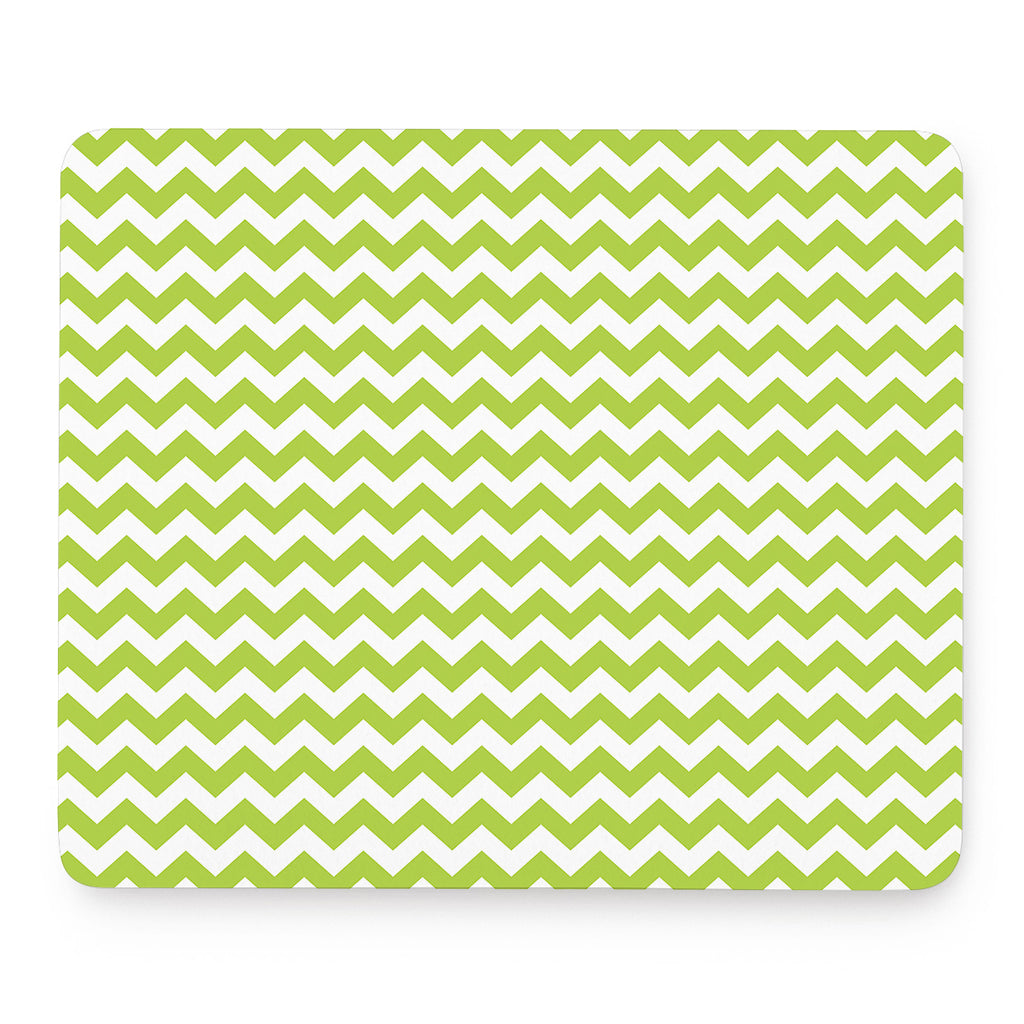Lime Green And White Chevron Print Mouse Pad