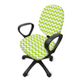 Lime Green And White Chevron Print Office Chair Cover
