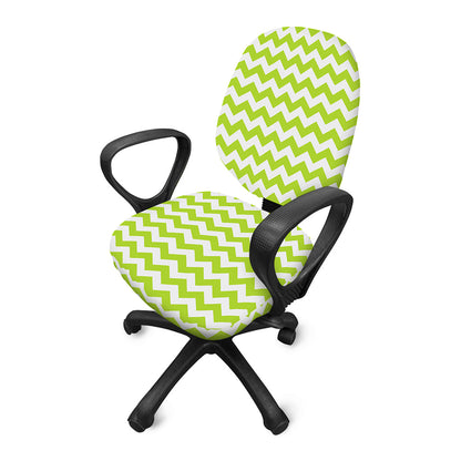 Lime Green And White Chevron Print Office Chair Cover