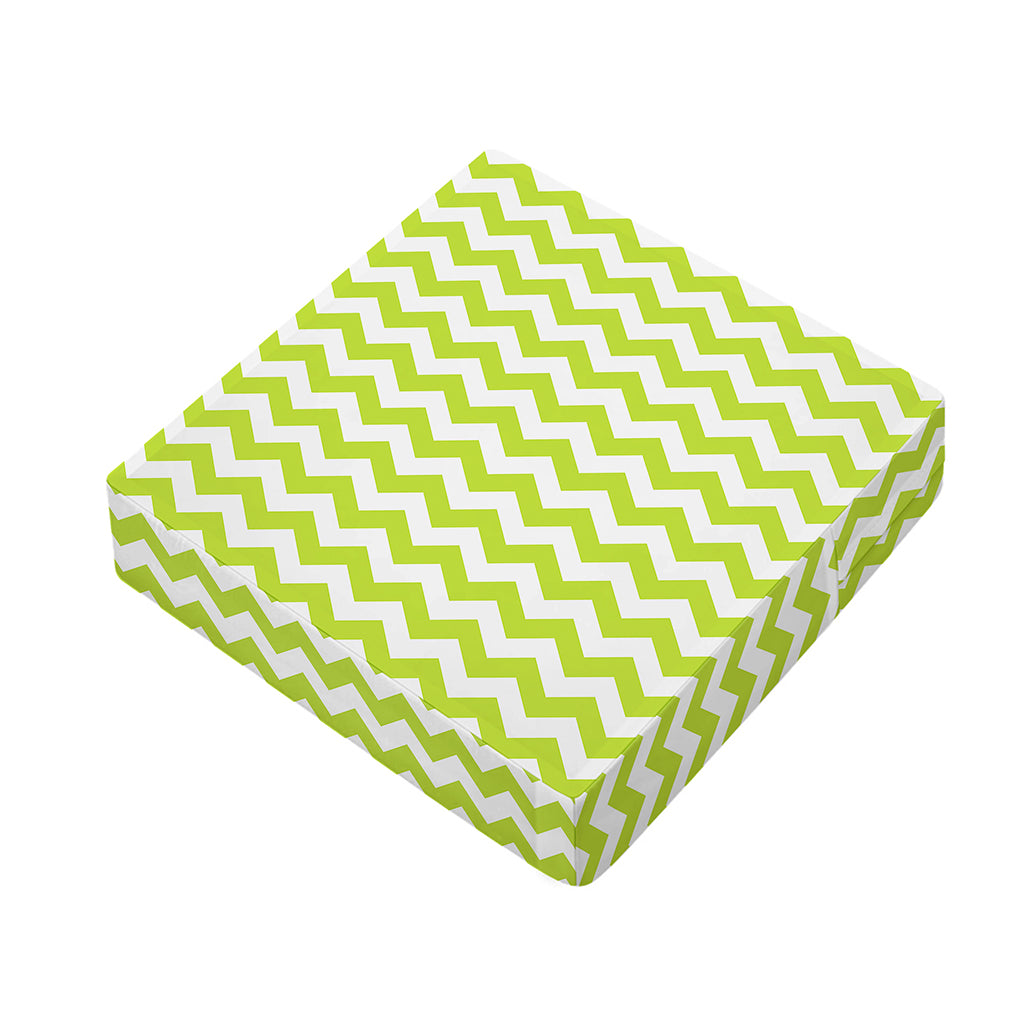 Lime Green And White Chevron Print Outdoor Seat Cushion Cover