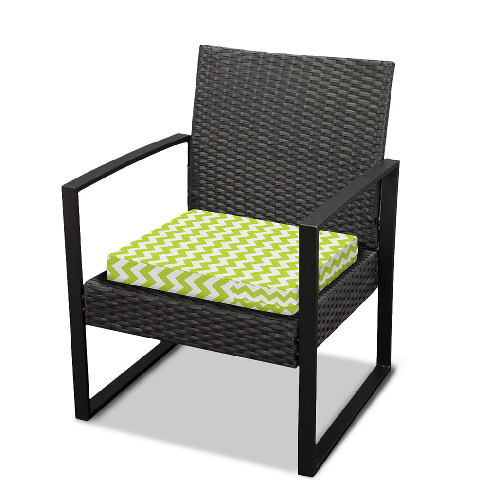 Lime Green And White Chevron Print Outdoor Seat Cushion Cover