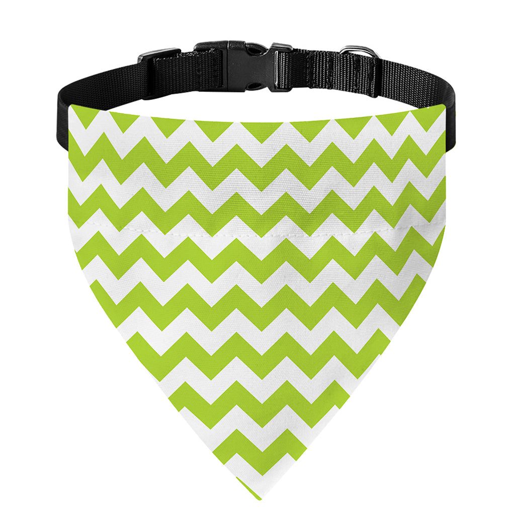 Lime Green And White Chevron Print Over The Collar Dog Bandana