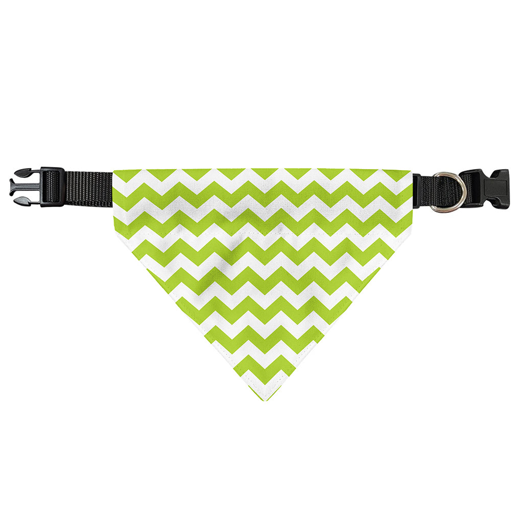 Lime Green And White Chevron Print Over The Collar Dog Bandana