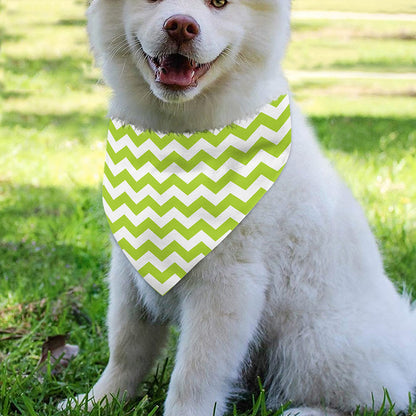 Lime Green And White Chevron Print Over The Collar Dog Bandana