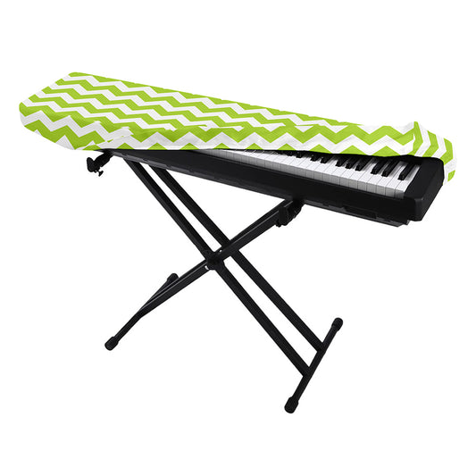 Lime Green And White Chevron Print Piano Keyboard Cover