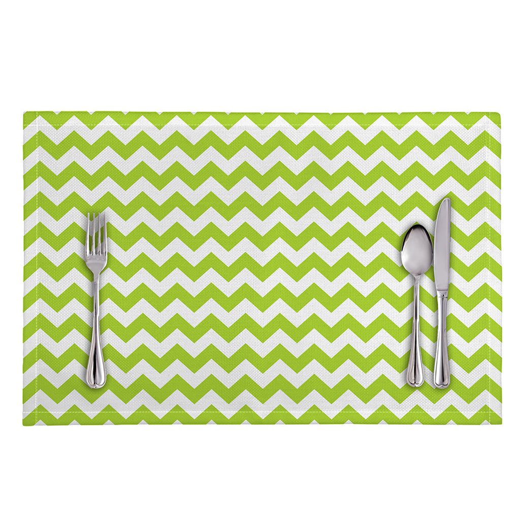 Lime Green And White Chevron Print Placemat