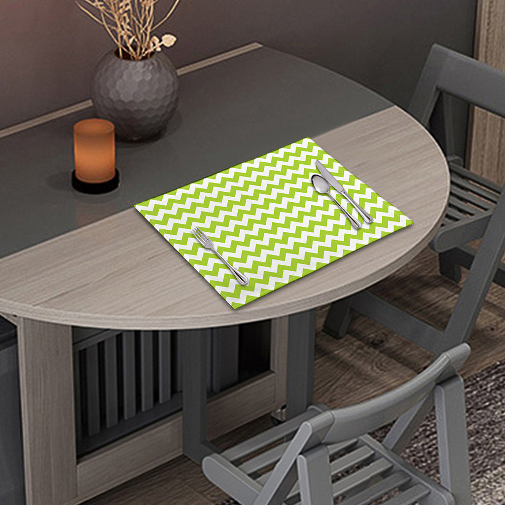 Lime Green And White Chevron Print Placemat