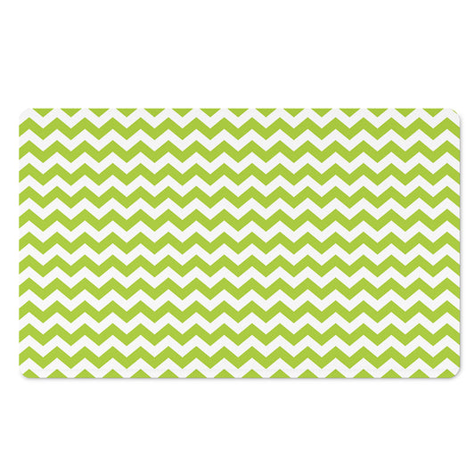 Lime Green And White Chevron Print Polyester Doormat