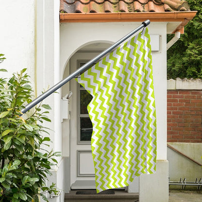 Lime Green And White Chevron Print Polyester Flag