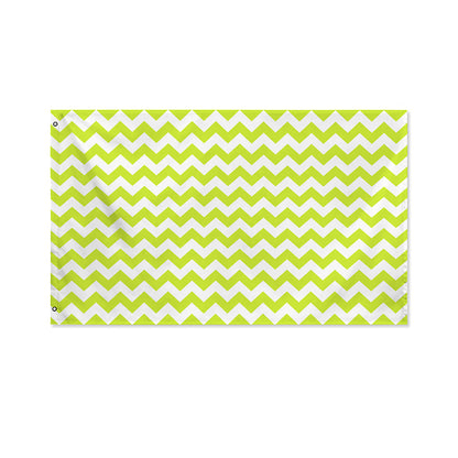 Lime Green And White Chevron Print Polyester Flag