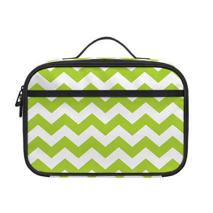 Lime Green And White Chevron Print Portable Lunch Bag