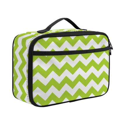 Lime Green And White Chevron Print Portable Lunch Bag