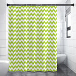 Lime Green And White Chevron Print Premium Shower Curtain