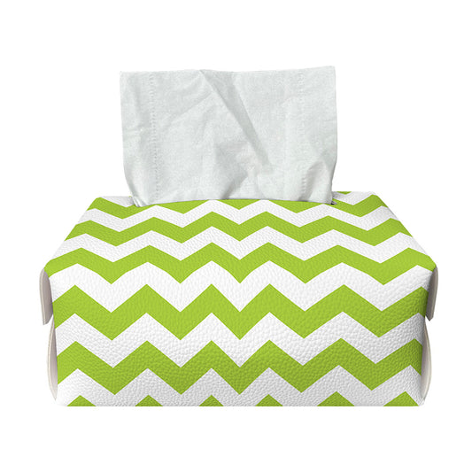 Lime Green And White Chevron Print Rectangle Tissue Box Cover